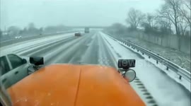 Terrifying Dashcam Footage Shows Car Skidding Out of Control on Icy Roads in Oakland County, MI, USA