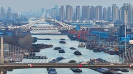 Cargo Ships Sailing in the Beijing-Hangzhou Grand Canal in Huaian, China