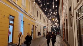 Festive lighting in old town of Cluj-Napoca, Romania