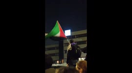 Pro-Palestinian protesters outside RAI office in Bologna
