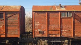 Stockshots: Old rusty freight trains in Simeria, Romania