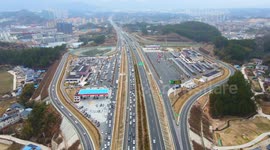 Expressway Jam in Anqing, China