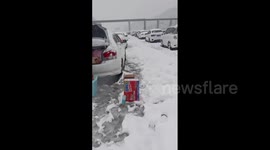 China: Man Has Noodle Pitstop While Stranded On Hunan Highway Due To Snowstorm