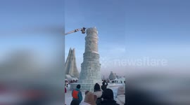 Winter lovers sad to see ice sculptures go as officials demolish them due to rising temperatures