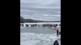 Snowmobiler Skims Water and Crashes on Icy Lake