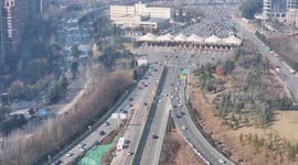 Vehicles Move Slowly on the Baotou-Maoming Expressway in Xi'an, China