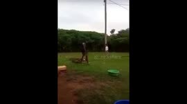 Little kid was just walking until the older dude turned around and felt like he had to take out some anger and hits little kid