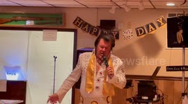 Elvis Presley Impersonator Sings “ Kentucky Rain” at birthday party