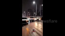 Multiple-vehicle collision as rare freezing rain hits northern China