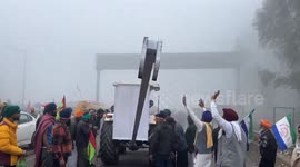 To remove the barricades on the Shambhu border protesting farmers  installed such a machine in their tractor