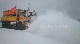 Traffic control on highways in northern China amid snow and freezing rain