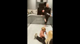 Dad Skillfully Catches Things With His Feet