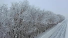 Gobi Desert Rime Scene in Shawan, China