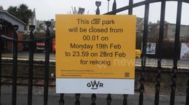 Great Western Railways Closes a Car park for a week to reline before filling the potholes, Newquay, Cornwall, UK