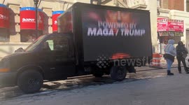A truck with an LED screen in New York, NY, USA