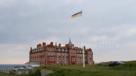 Ukraine War enters third Year, and  an Iconic Cornish hotel shows solidarity. Newquay, Cornwall, UK