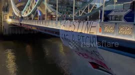 Tower Bridge Shut Down by Pro-Palestine Protesters in London, UK