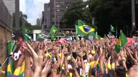 Protesters hit Avenida Paulista Street amid act in support of Bolsonaro in Sao Paulo, Brazil