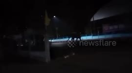 Wild elephants trampled school gate at night