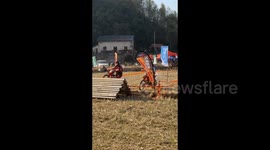 Off-Road Motorcycle Race Narrowly Avoiding Catastrophe in Hangzhou, China