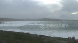 Fistral beach in North Cornwall , completely blown out by the storm last week