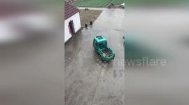 Unmanned trike goes on 'ghost' ride as it circles around yard on its own