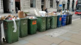 Lot of rubbish outside Royal Exchange, London, UK