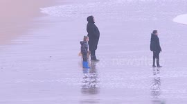 Dog walker and family swept off their feet by storm surge in Cornwall, UK