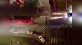 Roof Collapses in Truccazzano, Italy as Devastating Fire Engulfs Transport Company