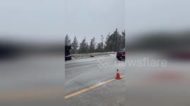 Huge truck overturned on I-80 in El Cerrito, CA, USA