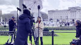 Reporters And Support Crew Seen at Buckingham Palace Amid Royals Health Scare