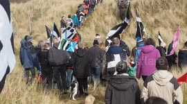 St Piran, traditional Cornwall patron saint day celebration, Perranporth Dunes, Cornwall, UK