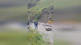 Rockslide on the Central Highway in Peru
