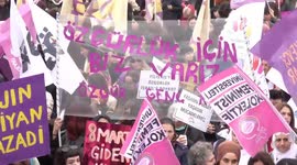 Women hold a large rally before March 8 in Istanbul, Turkey