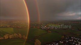 Spectacular Primary & Secondary Rainbow Captured By Drone - 360 Degree Rainbow On the Ground