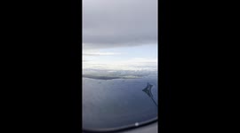 The Øresund Bridge seen from an airplane on a sunny day when preparing to land in Copenhagen Airport.
