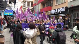 Prior to March 8, International Women's Day, numerous feminist groups and women's rights associations in Istanbul orchestrated a protest