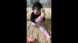 Chinese toddler masters prosthetic leg independently