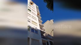 Elderly Man Trapped In Fire Rescued In Firefighting Rope Operation in Cullera, Spain