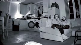 Paranormal Activity UK: Poltergeist Ghost Opens Kitchen Drawer Behind Us While Couple Watch TV