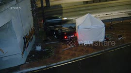 Car Goes Flying Off Street onto 101 Fwy in Los Angeles, USA