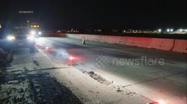 14 Freeway Pothole Strands Numerous Motorists in Lancaster, LA, USA