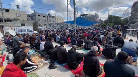 Friday prayers in front of the mosque that was destroyed by the Israeli army