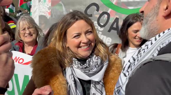 Charlotte Church joins pro-Palestine march in London