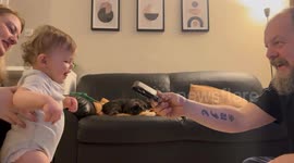 Baby girls first steps caught on camera by excited parents