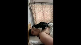 Needy cat refuses to let owner leave for work, clings on in adorable morning routine disruption
