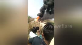 Bus carrying 50 wedding guests engulfed by flames in north India