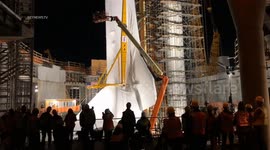 Space Shuttle Endeavour Lifted Onto Fuel Tank in Exposition Park, LA, USA