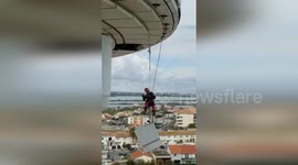 Firefighters Remove Lighthouse Cladding Endangering Public Road in Herault, France