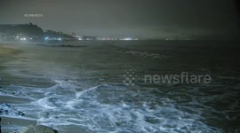 Pacific Ocean Turbulent Surf in Pacific Palisades, LA, USA